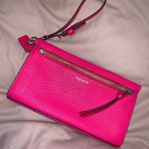 Small Coach Wristlet/Clutch - Fuchsia